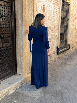 Vestido azul marino con Broche Dorado | Tessa