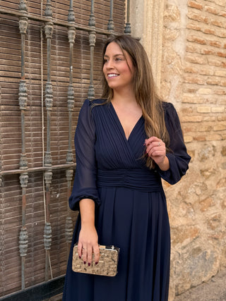 Vestido midi azul marino | Isabela