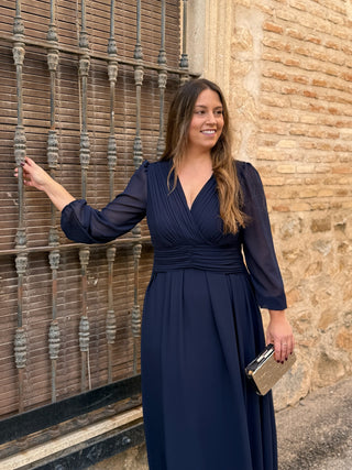 Vestido midi azul marino | Isabela