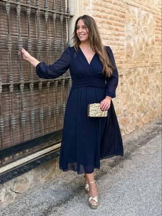 Vestido midi azul marino | Isabela