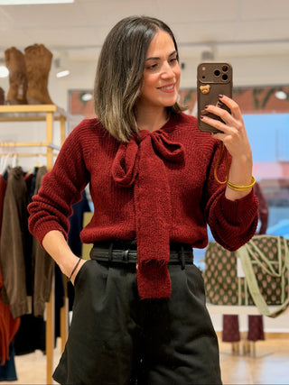 Jersey punto con lazo burdeos| Mika