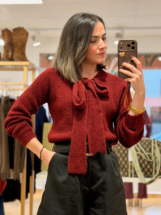 Jersey punto con lazo burdeos| Mika