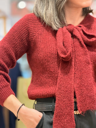 Jersey punto con lazo burdeos| Mika