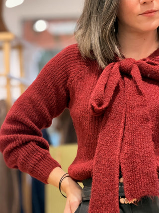 Jersey punto con lazo burdeos| Mika