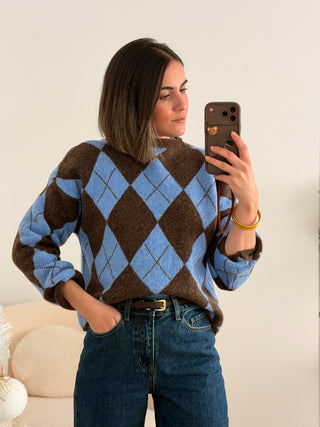 Jersey punto rombos marrón  | Sofy