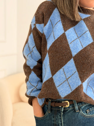 Jersey punto rombos marrón  | Sofy