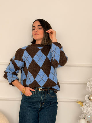 Jersey punto rombos marrón  | Sofy