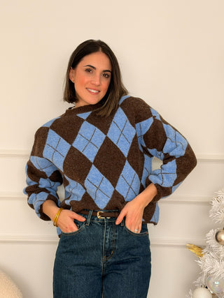 Jersey punto rombos marrón  | Sofy