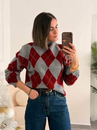 Jersey punto rombos gris  | Sofy