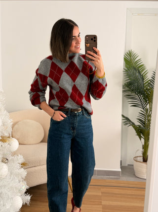 Jersey punto rombos gris  | Sofy