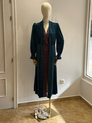 Abrigo fiesta terciopelo Azul turquesa | Milán