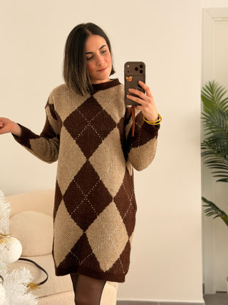 Vestido rombos marrón | Cloty