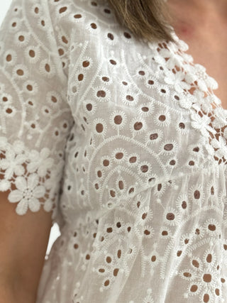 Blusa manga corta brocada  | Claire