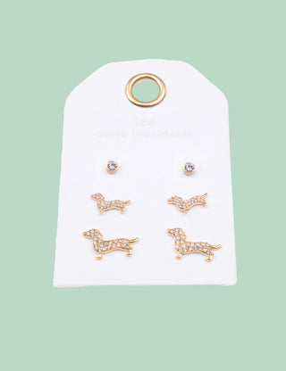 Set de pendientes perrito con brillo | Sulchi