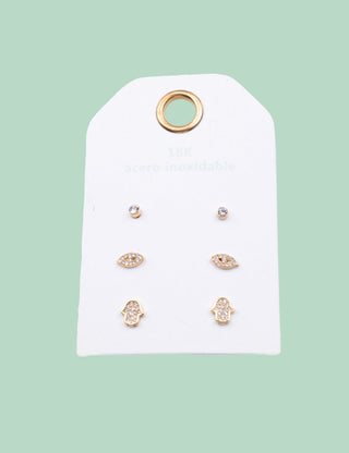 Set de pendientes símbolos con brillo | Lisir