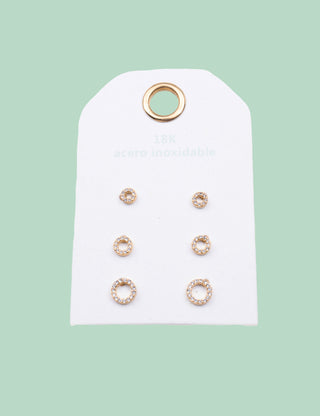 Set de pendientes mini círculos con brillo | Cora
