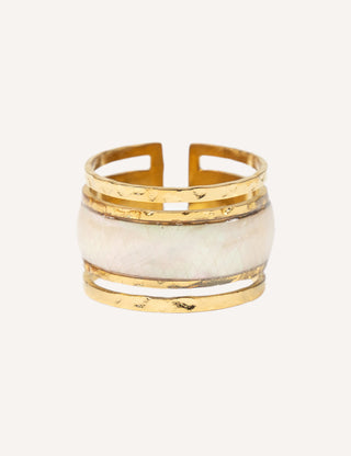 Anillo nácar blanco golden | Luxe