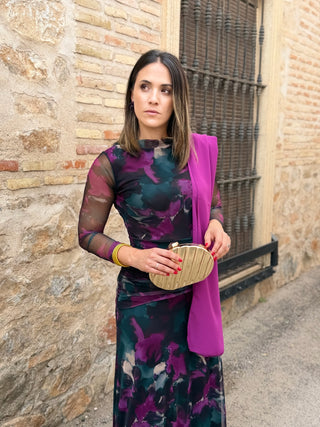 Vestido midi de tul estampado | Marlena