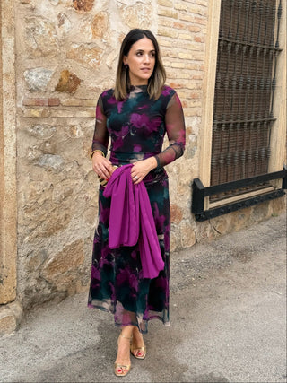 Vestido midi de tul estampado | Marlena