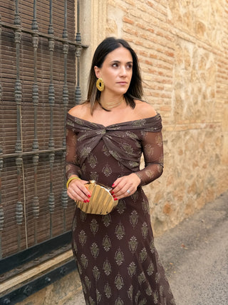 Vestido de tul marrón chocolate| Tosca