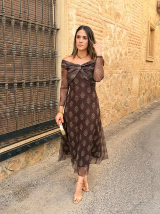 Vestido de tul marrón chocolate| Tosca