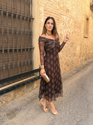 Vestido de tul marrón chocolate| Tosca