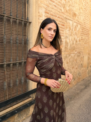 Vestido de tul marrón chocolate| Tosca