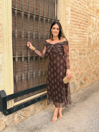 Vestido de tul marrón chocolate| Tosca