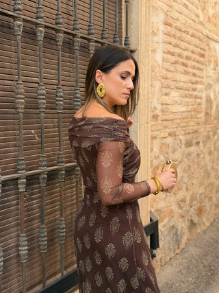 Vestido de tul marrón chocolate| Tosca