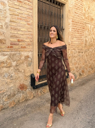 Vestido de tul marrón chocolate| Tosca