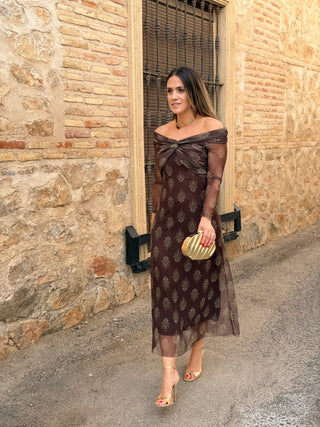 Vestido de tul marrón chocolate| Tosca