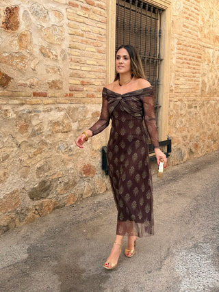Vestido de tul marrón chocolate| Tosca