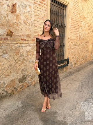 Vestido de tul marrón chocolate| Tosca