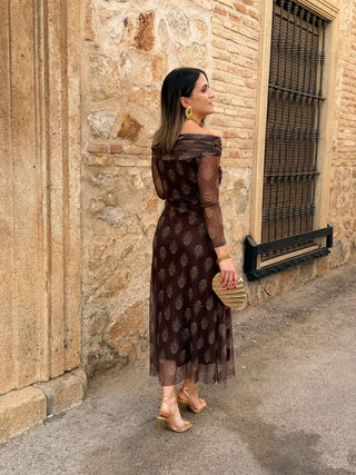 Vestido de tul marrón chocolate| Tosca