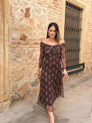 Vestido de tul marrón chocolate| Tosca