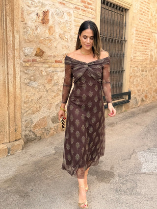 Vestido de tul marrón chocolate| Tosca