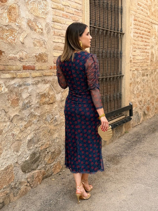 Vestido midi de tul estampado | Madison