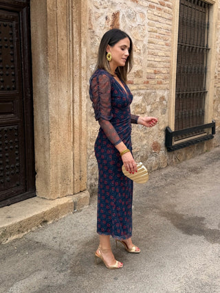 Vestido midi de tul estampado | Madison