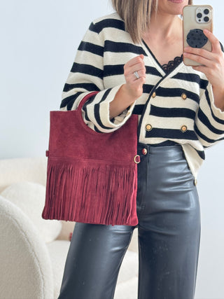 Bolso flecos burdeos | Claude