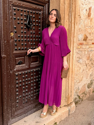 Vestido plisado buganvilla | Catalina