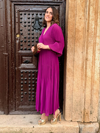 Vestido plisado buganvilla | Catalina