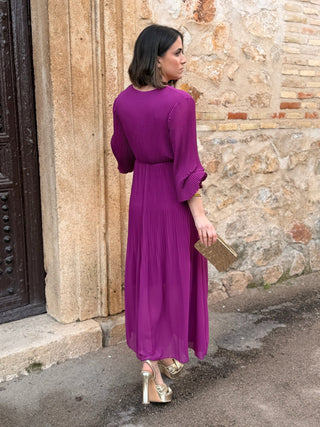 Vestido plisado buganvilla | Catalina