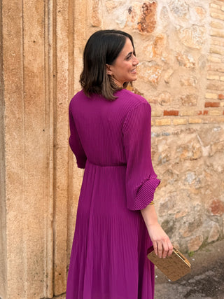 Vestido plisado buganvilla | Catalina