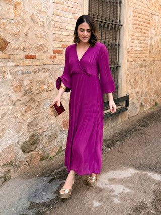 Vestido plisado buganvilla | Catalina