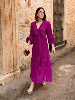 Vestido plisado buganvilla | Catalina