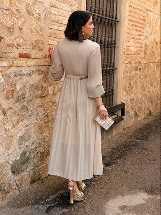 Vestido plisado beige | Catalina