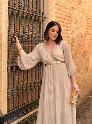 Vestido plisado beige | Catalina