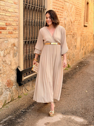 Vestido plisado beige | Catalina