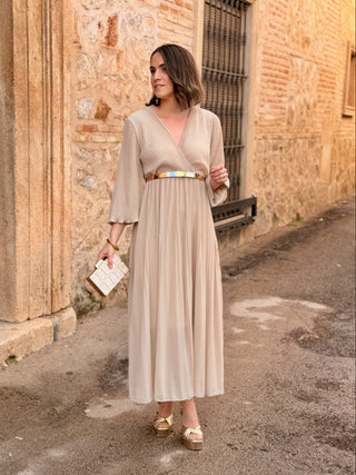 Vestido plisado beige | Catalina