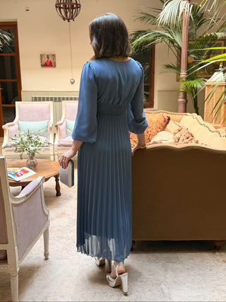 Vestido plisado azul | Luciana